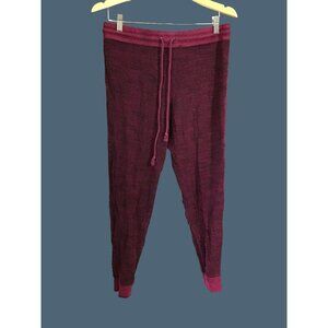 FELINA WOMENS BURGUNDY ELASTIC WAIST TAPPER LEG PAJAMA BOTTOM PANTS SIZE MEDIUM